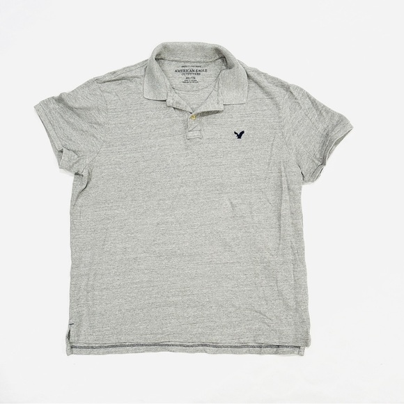American Eagle Outfitters Mens Grey Athletic Fit Polo Short Sleeve Shirt - Picture 1 of 6